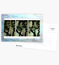World War II Sailors Kiss in Photobooth on Pacific Map Postcards