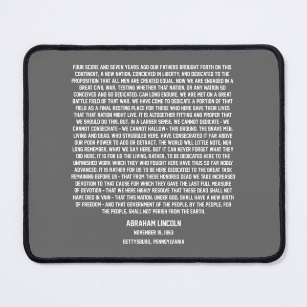 Item preview, (Back) Four Score and Seven... The Gettysburg Address  White Text Essential designed and sold by EnidJohnston.