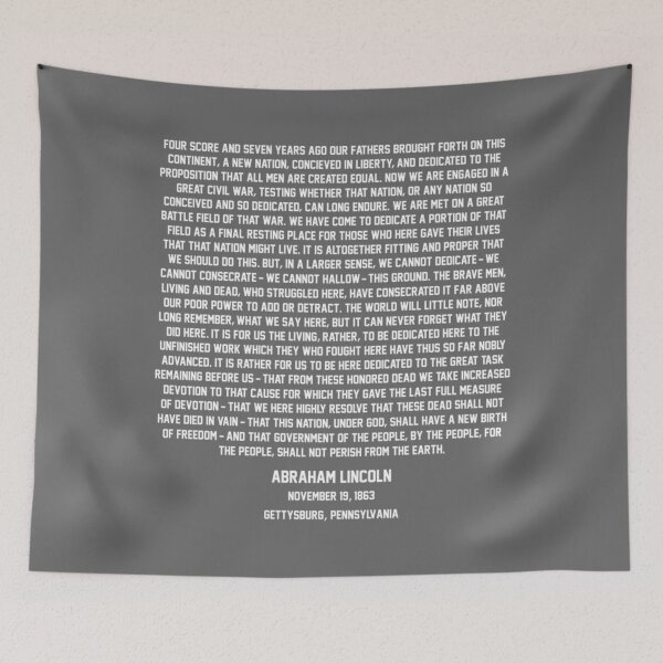 Item preview, (Back) Four Score and Seven... The Gettysburg Address  White Text Essential designed and sold by EnidJohnston.