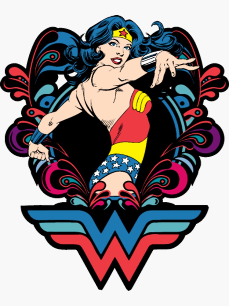 Wonder W O M A N Retro Sticker Sticker for Sale by lelaalicesr