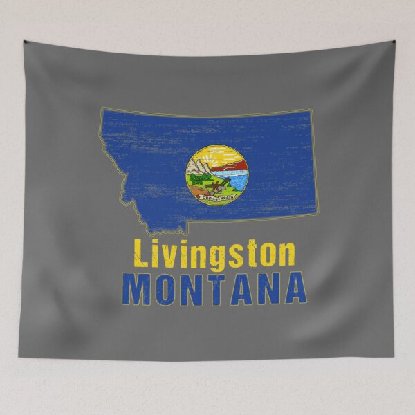 Item preview, Livingston Montana State Distressed Flag Outline Essential designed and sold by Evangeline11.