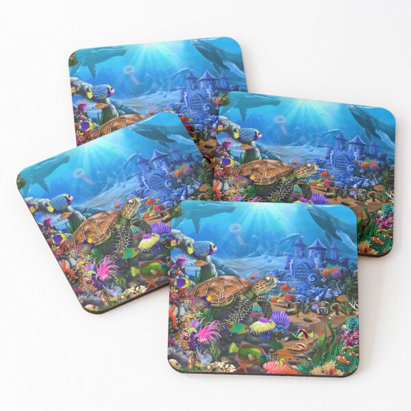 Magical Undersea Turtle Coasters (Set of 4)