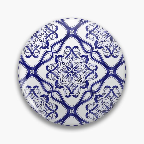 Artikelvorschau, Azulejo traditional Italian tiles. Dark blue watercolor pattern. entworfen und verkauft von arsiart.