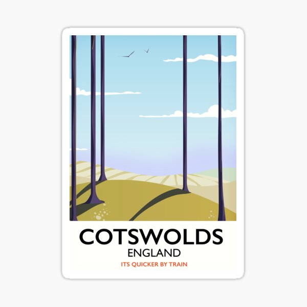 Cotswolds landscape travel poster Sticker