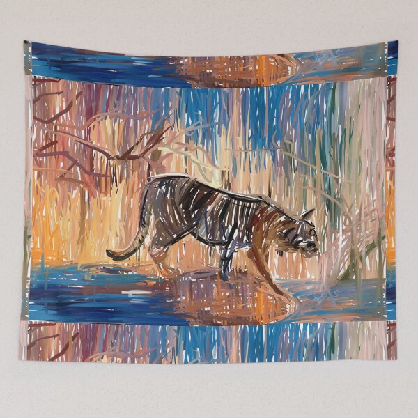 Item preview, A thirsty  tiger in the deep forest painting t-shirt | tiger painting  designed and sold by KARTICK DUTTA.