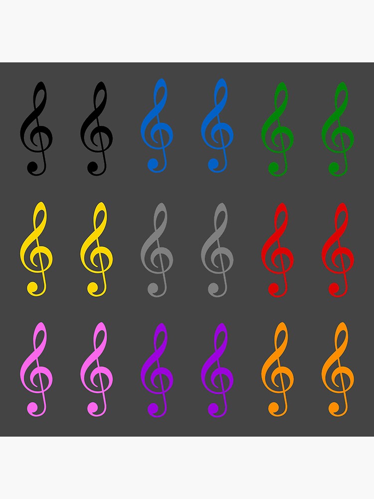 Treble Clef symbols sheet in multiple colours Photographic Print