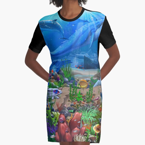 Ocean Wonders Graphic T-Shirt Dress