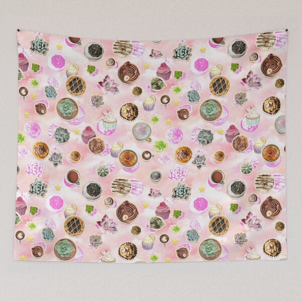 Item preview, Kawaii Pink succulent magic cakes life pattern for bakery lovers designed and sold by The Nerd Gift Source.