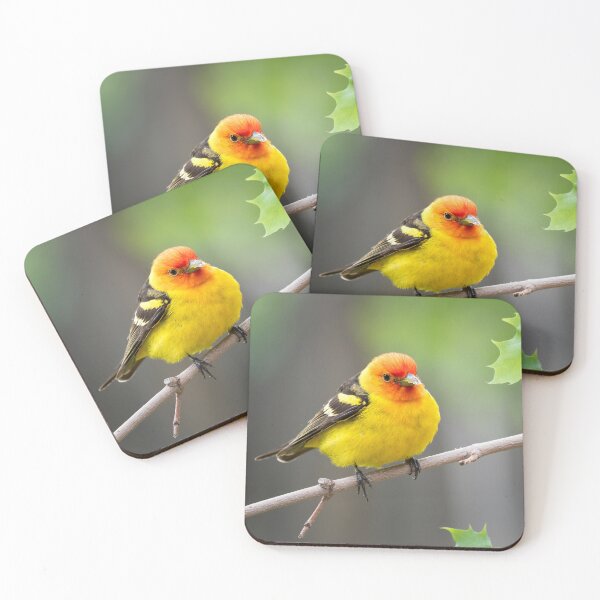 Item preview, Western Tanager on Maple branch designed and sold by Eivor Kuchta.