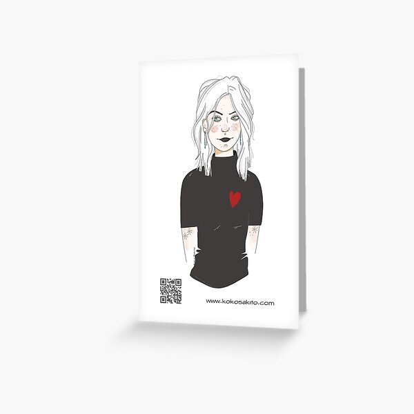 Chica corazón rojo Tarjetas de felicitación