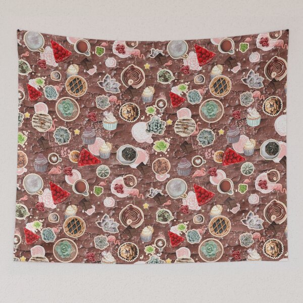 Item preview, Cake flamingo succulent chocolate cakes  pattern for bakery lovers designed and sold by The Nerd Gift Source.