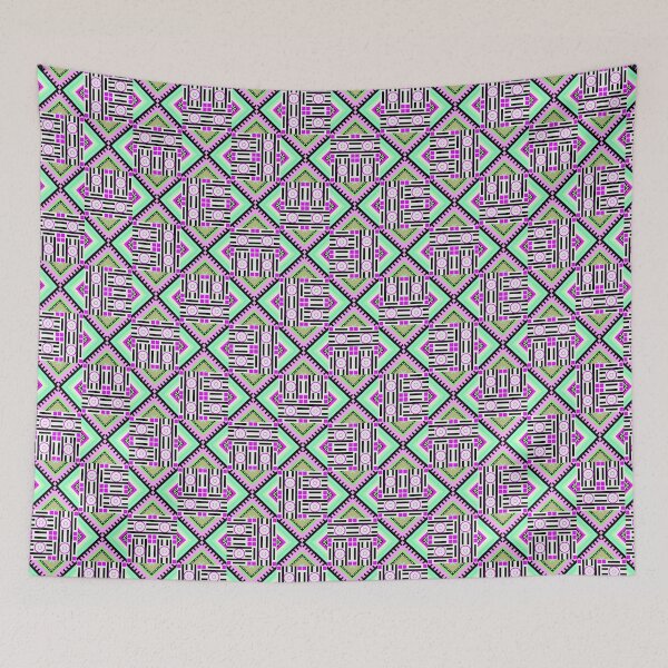 Aperçu de l'œuvre The Green Pink Memories Design in Fabric Line Seamless Pattern créée et vendue par MyMemoriesArts.