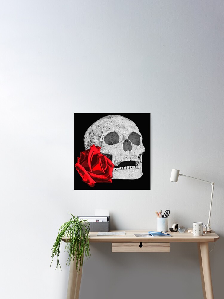 Skull design with a beautiful rose pattern, gothic skull, great gothic gifts  Poster by Kirei-Lily