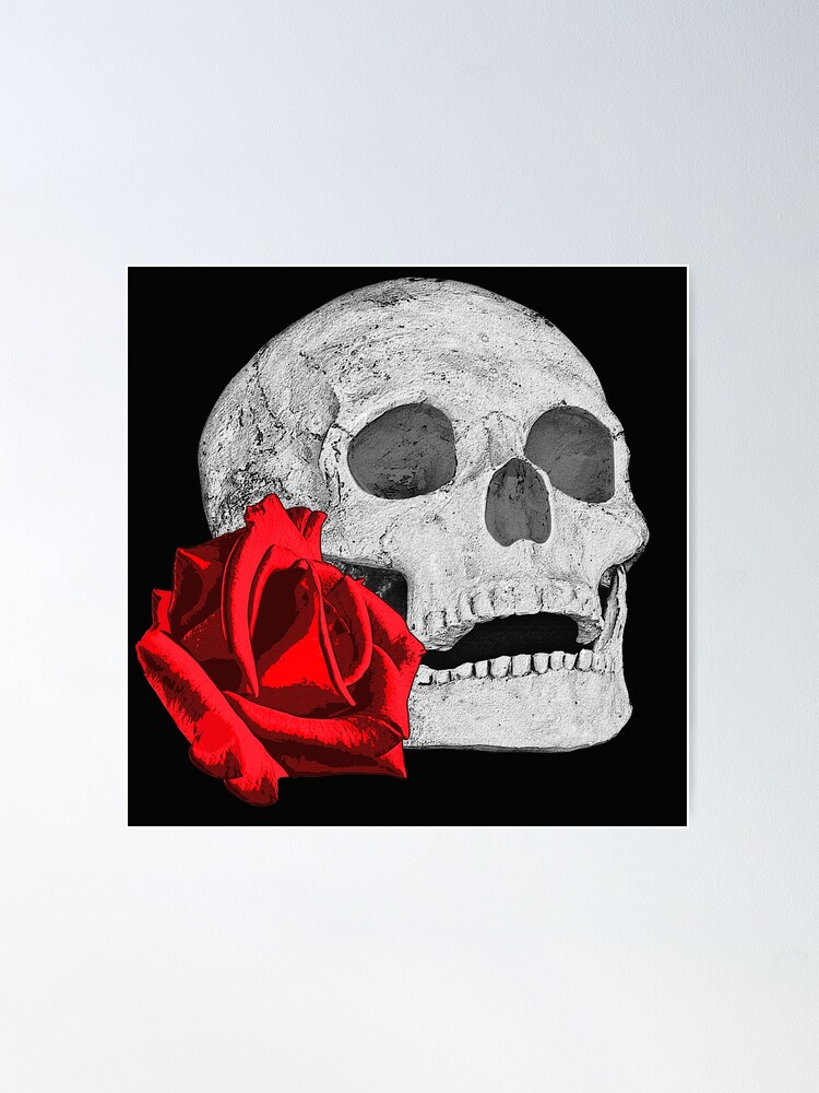 Skull design with a beautiful rose pattern, gothic skull, great gothic gifts  Poster by Kirei-Lily