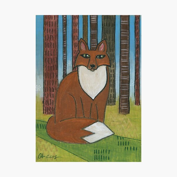 Mid-century Modern Red Fox in the Forest Photographic Print