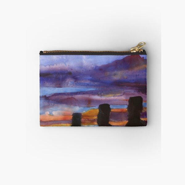 Item preview, Watercolor painting of enigmatic moai statues on Easter Island, Chile.   designed and sold by rfoxphoto.
