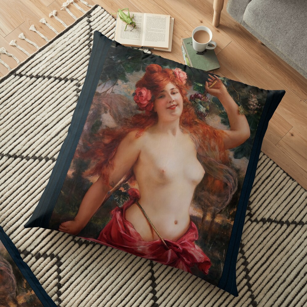 Bacchante by Édouard-Louis Dubufe Remastered Xzendor7 Classical Fine Art Old Masters Reproductions Floor Pillow