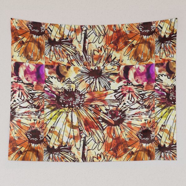 Item preview, cute orange white floral pattern designed and sold by artbyrosse.