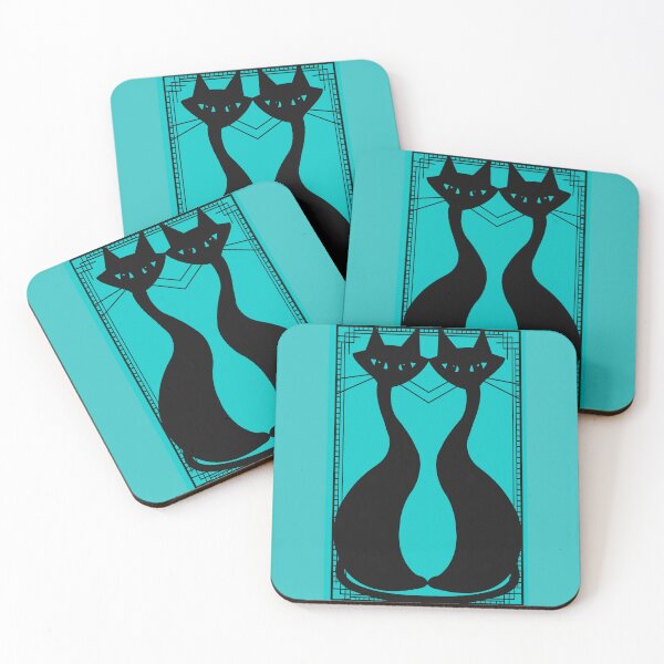 Artikelvorschau, Teal Deco cat friends! entworfen und verkauft von bramblewood56.