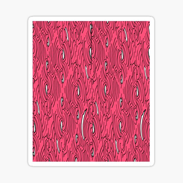 Lines and curves – black, white, cute pink pattern Sticker