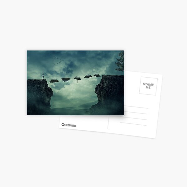surreal umbrella pathway Postcard