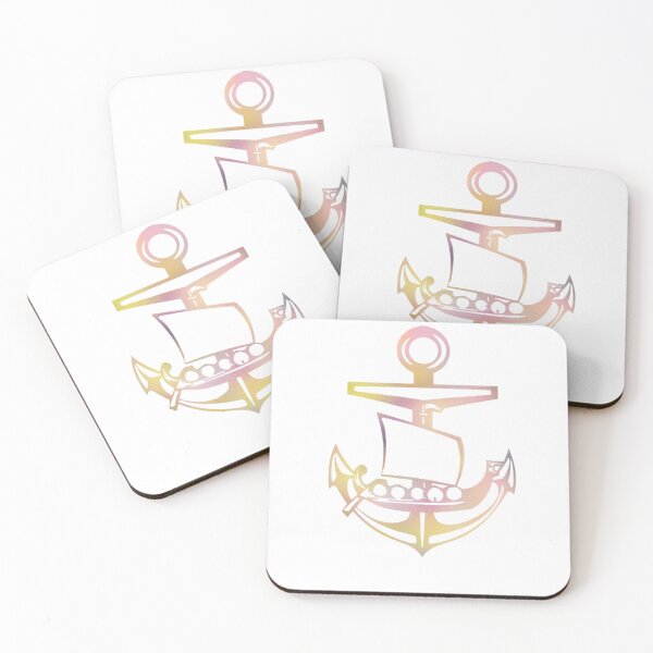 Item preview, Pink and Yellow Viking ship and Anchor designed and sold by Dead1bird.