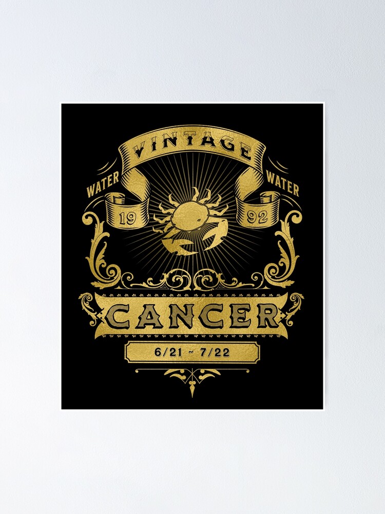 the-zodiac-sign-of-cancer-golden-vintage-1992-poster-for-sale-by