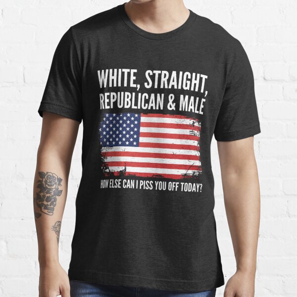 Funny White Straight Conservative Essential T-Shirt for Sale by