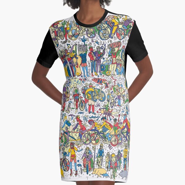 El Tour de Tucson Bike Race- A Tucson Portrait Story (multi color) Graphic T-Shirt Dress