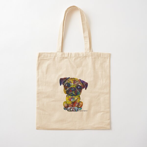 Paint Covered Pug Dog Mashup - Original Art Piece Cotton Tote Bag