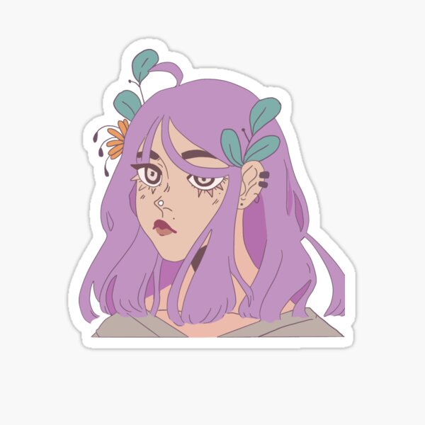 Cute Girl With Purple Hair Sticker For Sale By Mialunaa Redbubble