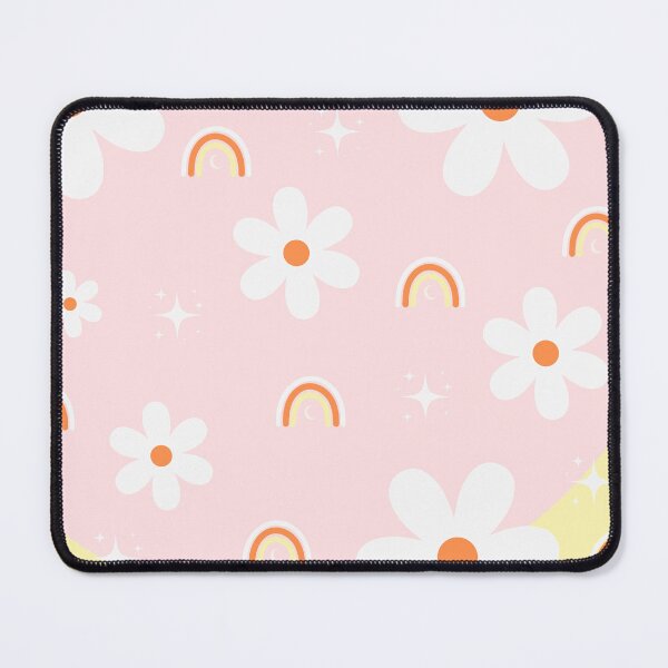 Item preview, Retro Daisy & Rainbow Sparkle Aesthetic Pink Yellow Pattern designed and sold by lovelyvibezzzz.