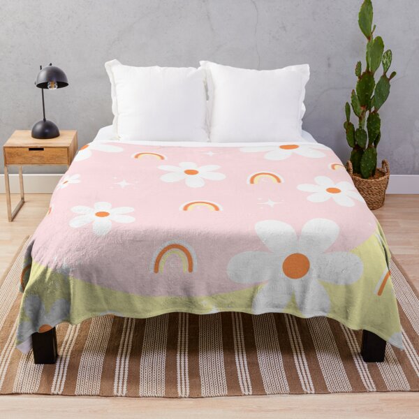 Artikelvorschau, Retro Daisy & Rainbow Sparkle Aesthetic Pink Yellow Pattern entworfen und verkauft von lovelyvibezzzz.