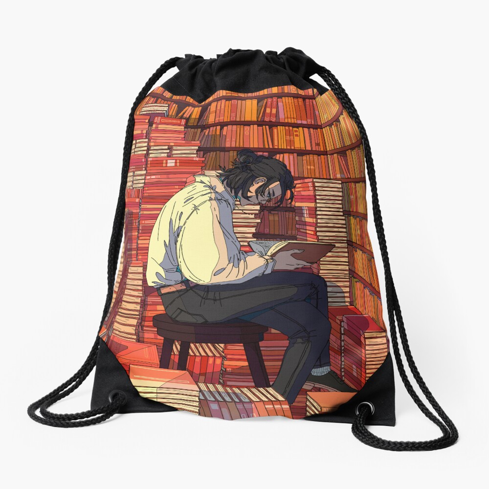 Book hoarder Drawstring Bag