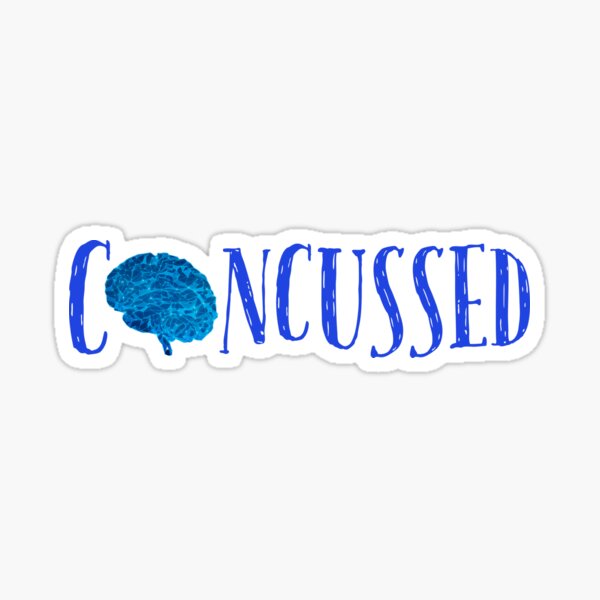 Item preview, Concussed,  concussion, traumatic brain injury awareness month themed design on a T-shirt sticker and mug designed and sold by smichaeliv.