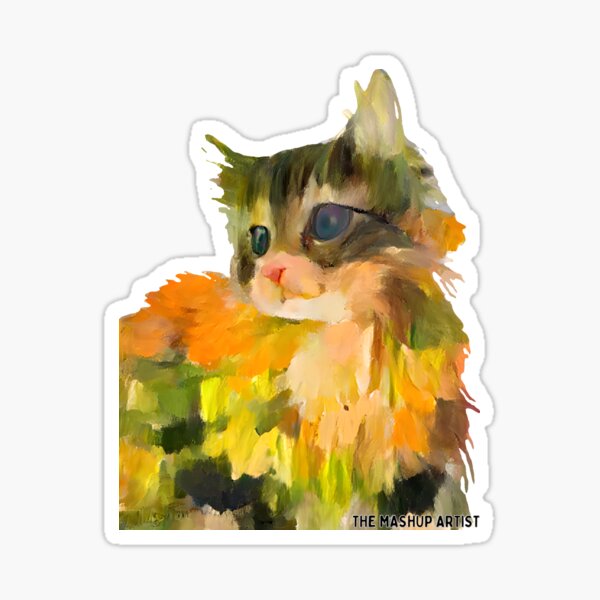 Painted Kitten Mashup #2 - Original Art Piece Sticker