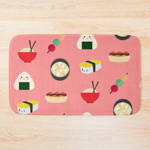 Item preview, Japanese Food Pattern -Kawaii Pink Sushi Onigiri Miso Design designed and sold by Daebakshop.