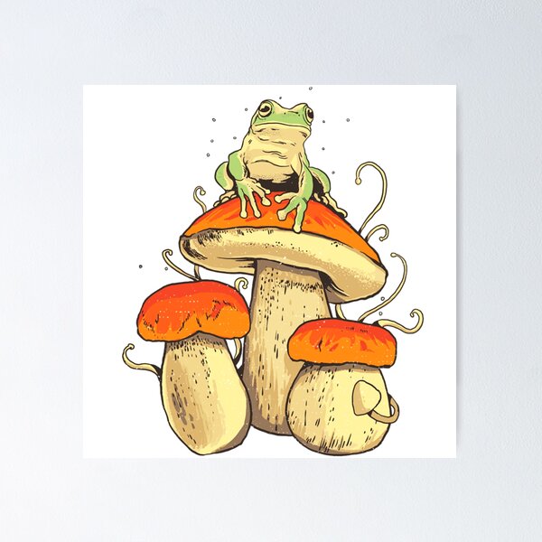 Item preview, icon toad sticker frog with mushrooms designed and sold by Shifa19.