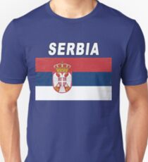 Serbia National Sports Design - Distressed Srbija Flag Unisex T-Shirt