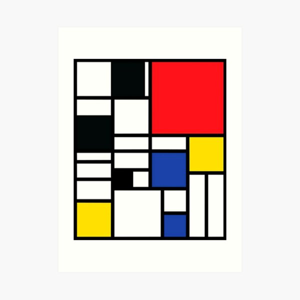 "piet mondrian Composition with,Red,Blue, yellow,black,white" Art