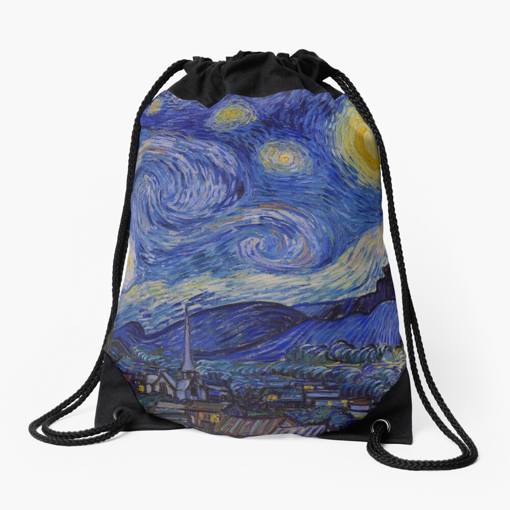 The Starry Night by Vincent van Gogh (1889) Drawstring Bag