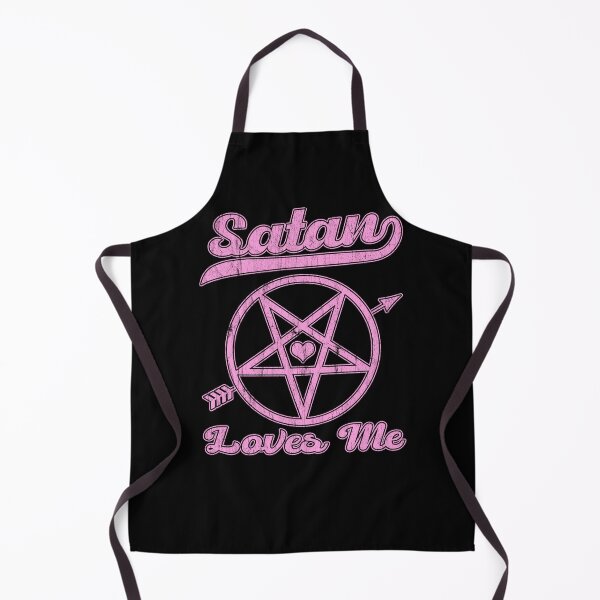 Aperçu de l'œuvre Satan m'aime ! Conception drôle de culte du diable satanique, pentagramme et coeur créée et vendue par Proverbial Wisdom Design.
