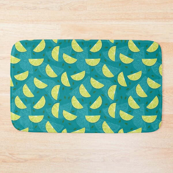 Item preview, Pattern with lime slices and leaves on blue background designed and sold by hmorena.