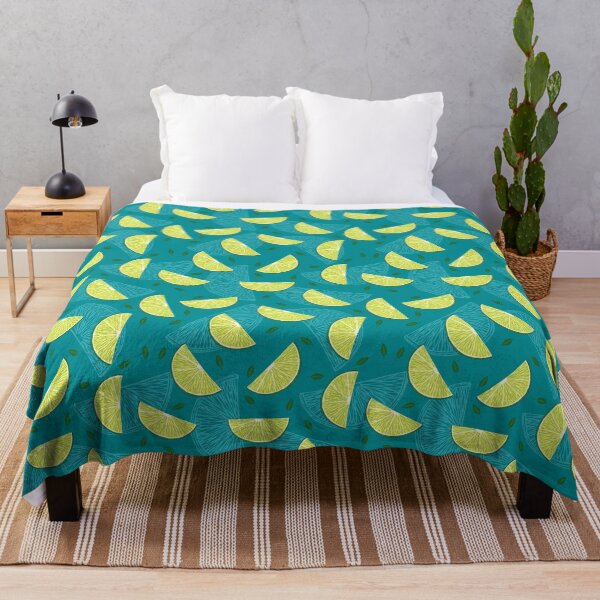 Item preview, Pattern with lime slices and leaves on blue background designed and sold by hmorena.
