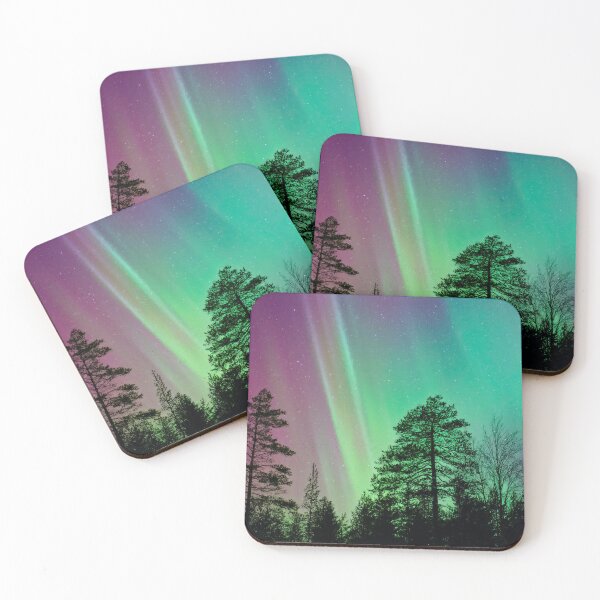 Item preview, Northern Lights Over The Forest, Beautiful Northern Lights, Northern Lights Aesthetic, Green Northern Lights Painting designed and sold by Paintcorner.