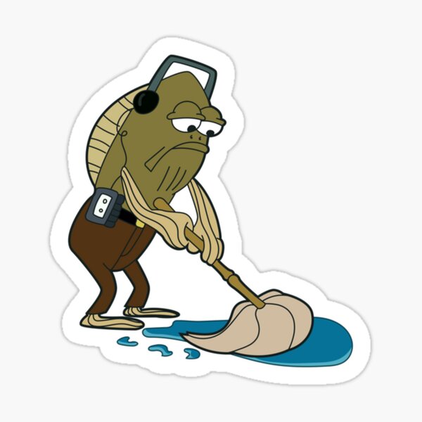 Pegatina for Sale con la obra «Fred the Fish Mopping Meme» de