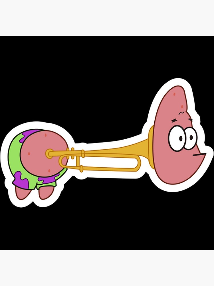 Patrick Star Stuck in Trombone Art Board Print for Sale by