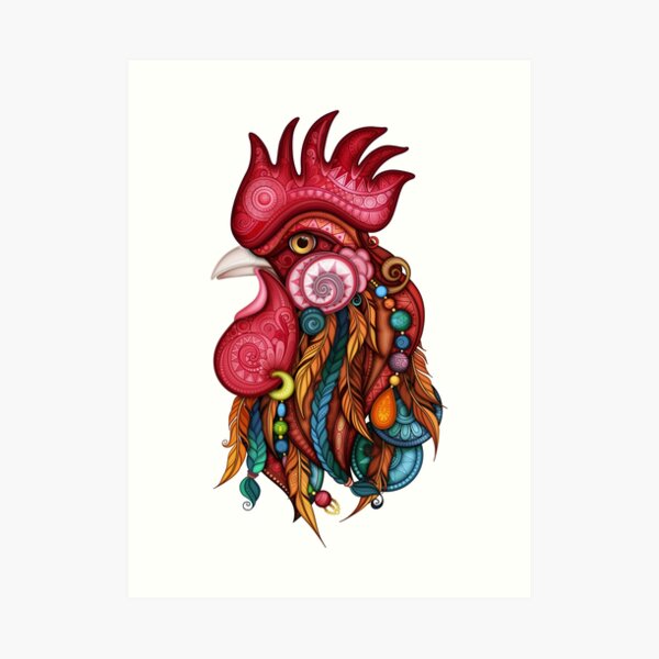 Tribal Rooster Design Art Print