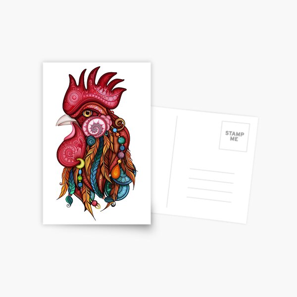 Tribal Rooster Design Postcard