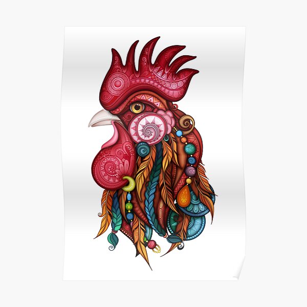 Tribal Rooster Design Poster